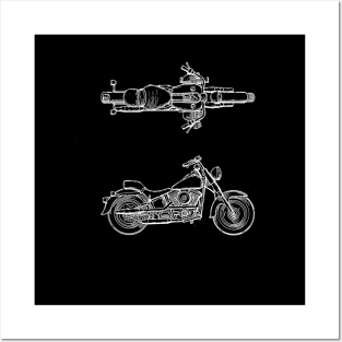 Motorcycle Vintage Patent Drawing Posters and Art